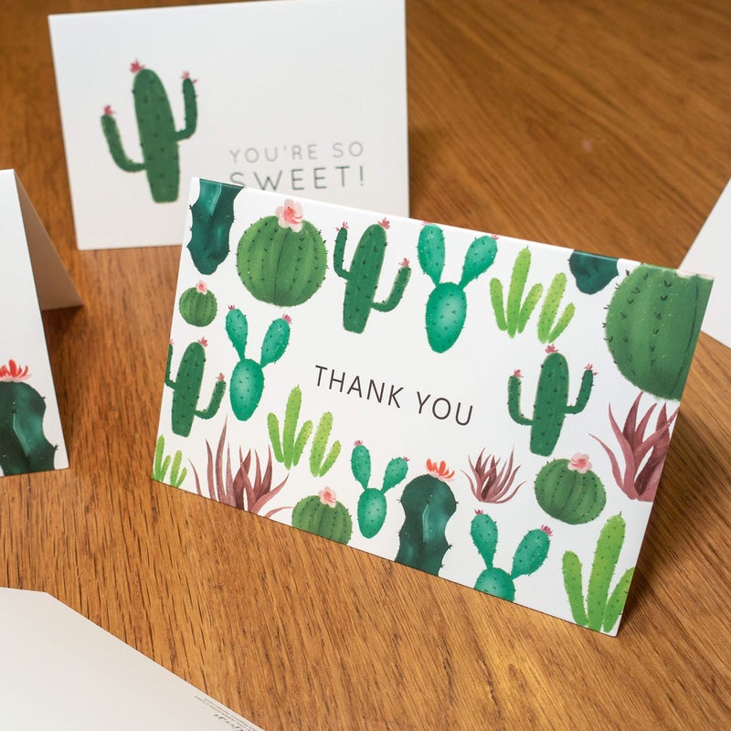 Gooji 4x6 Cactus Thank You Cards (Bulk 36-Pack) Matching Peel-and-Seal White Envelopes | Assorted Set, Watercolor, Colorful Graphics | Succulent, Birthday Party, Baby Shower, Weddings Blank Notes - Image 4